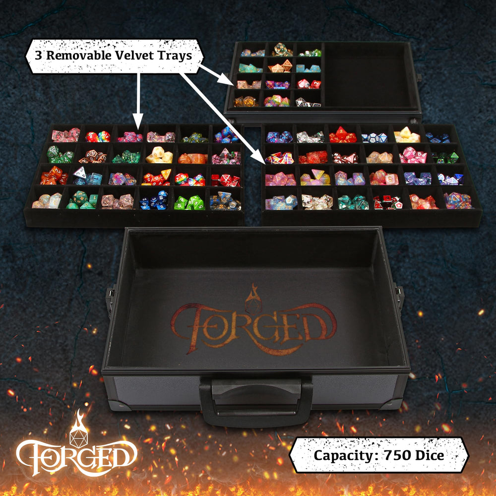 Forged Dice Co. crystal-clear lid keeps dice visible and secure.