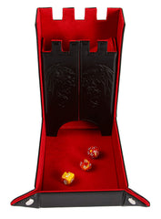 Forged Dice Co. Draco dice tower with three levels delivers smooth roll for polyhedrals.