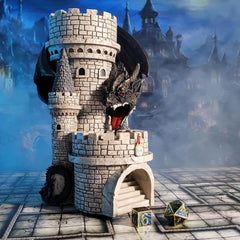 Close-up of hand-painted detail on Forged Dice Co Dragon’s Keep tower