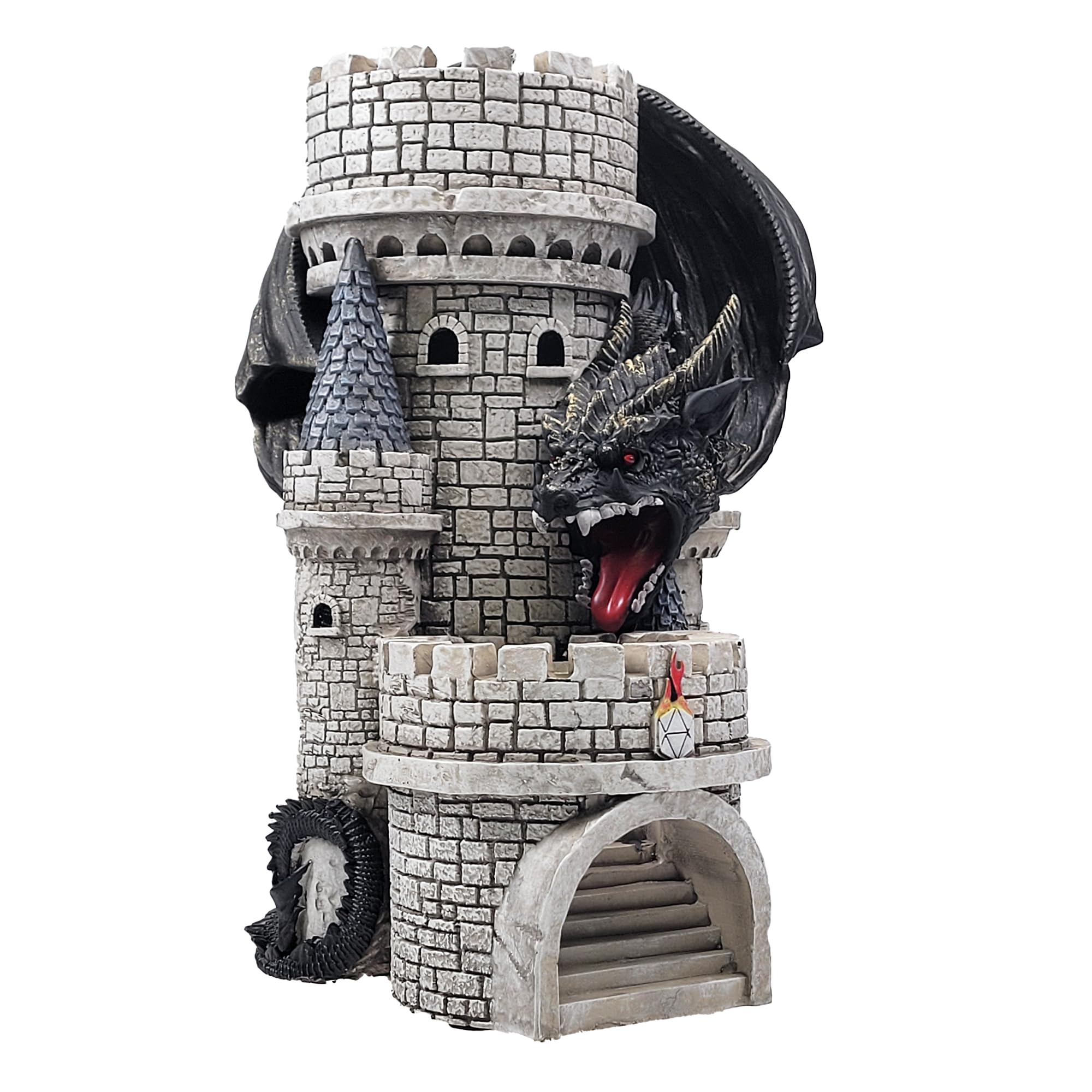 Forged Dice Co Dragon’s Keep Dice Tower with remote LED lights for epic RPG sessions