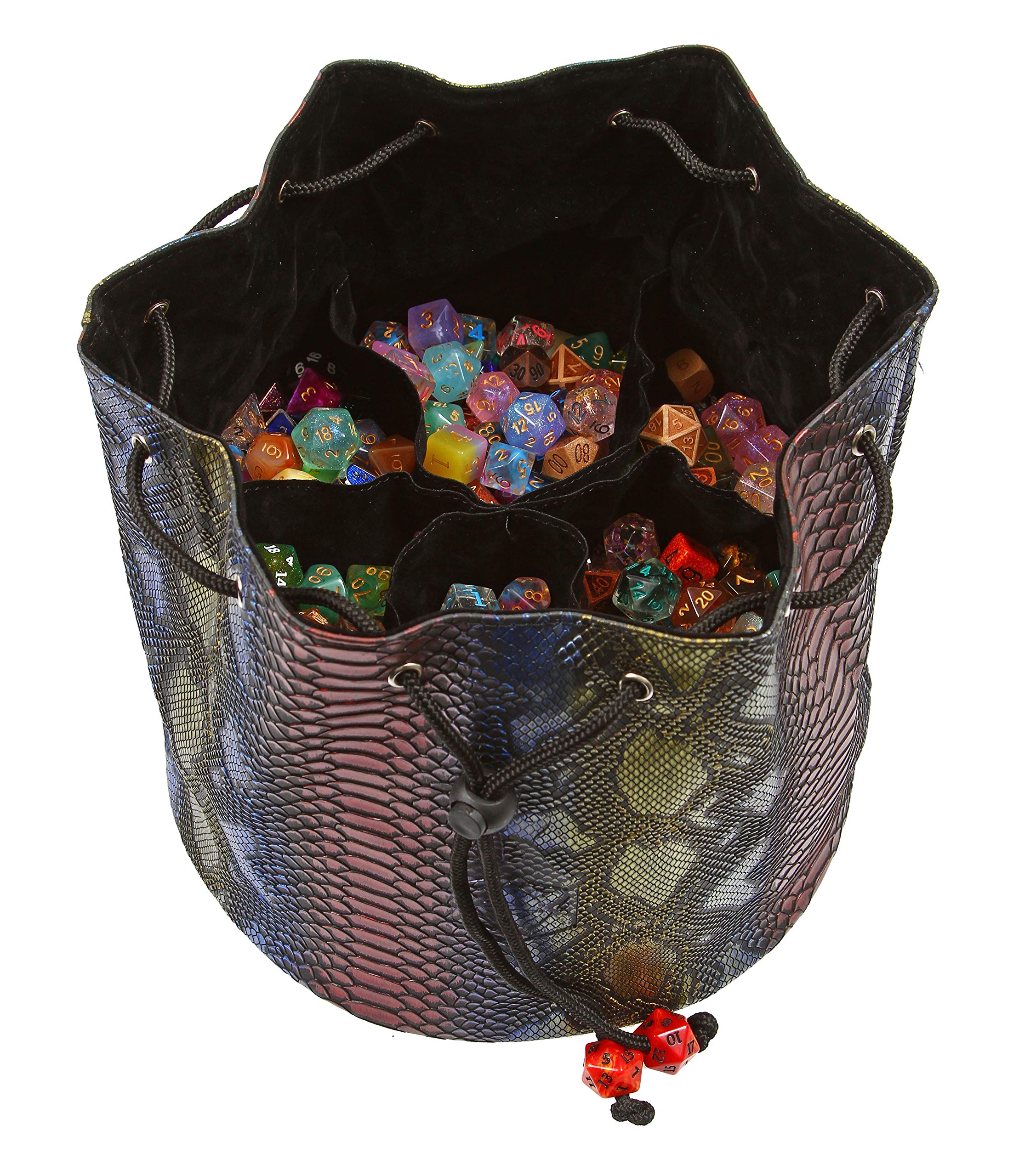 Forged Dice Co. Endless Hoard bag open shows massive capacity for dice storage