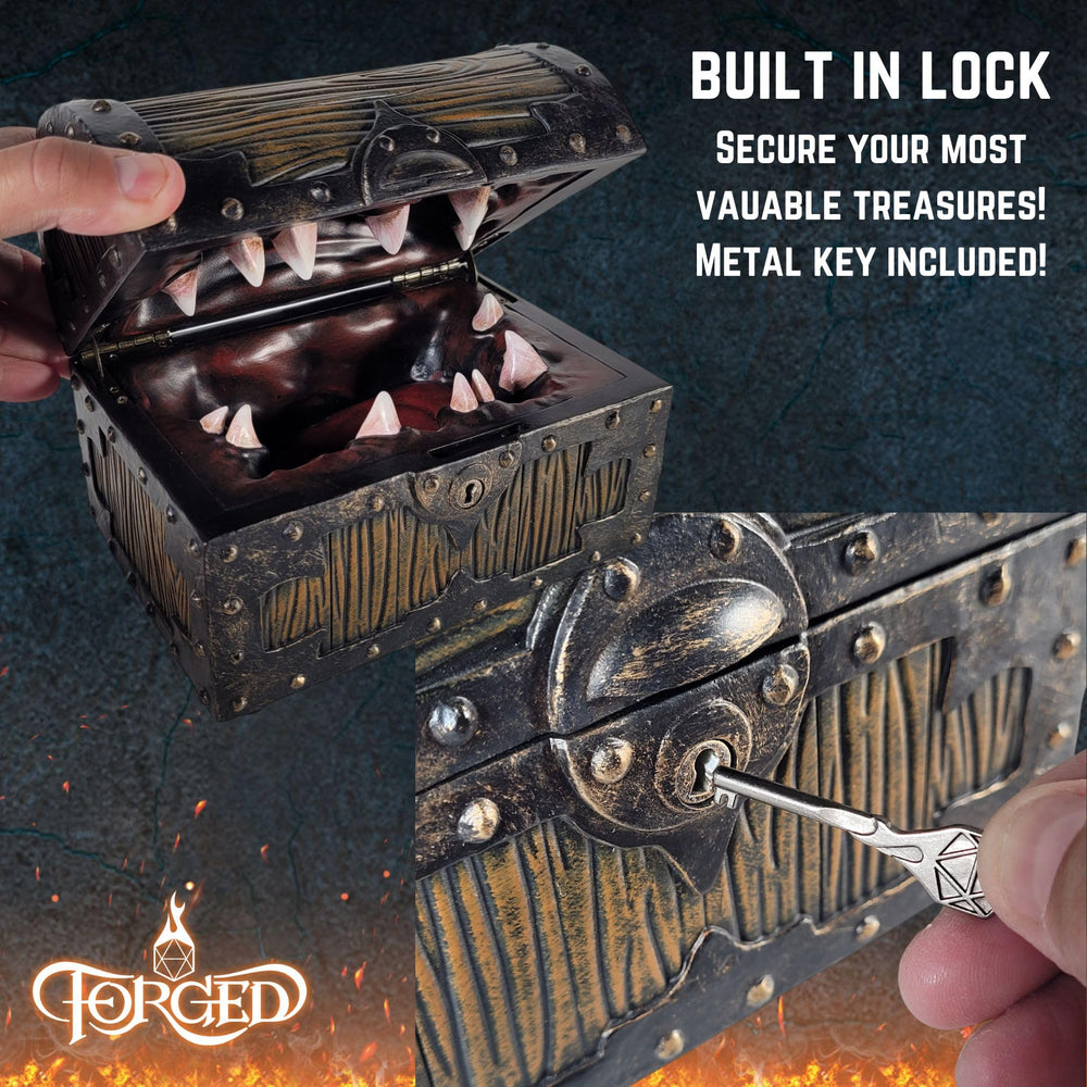 Forged Dice Co. Mimic Chest hand-painted detail adds table-ready flair.