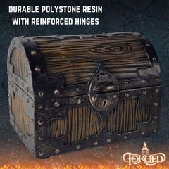 Forged Dice Co. Mimic Chest lock shows a built-in key for on-the-go campaigns.