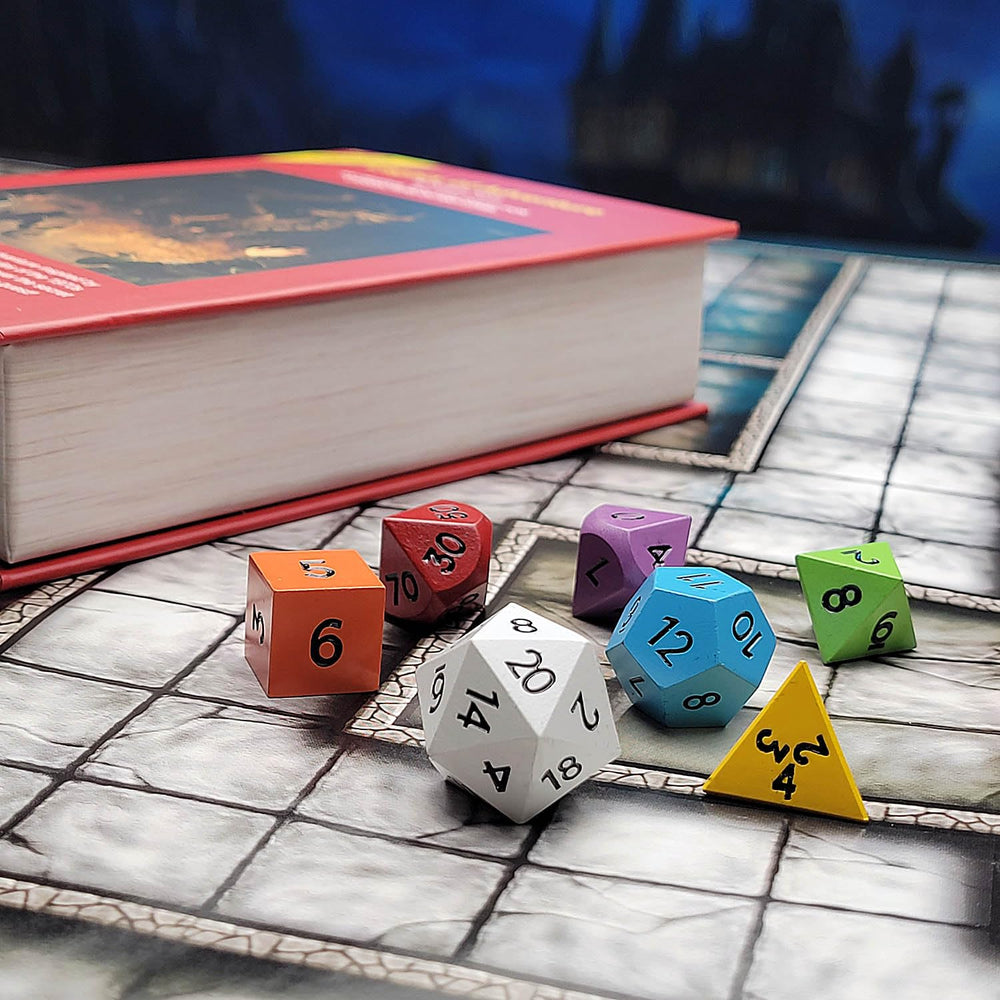 Custom adventure module storage case keeps dice organized for travel.