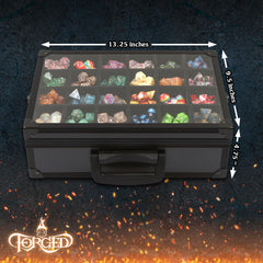 Forged Dice Co. removable trays organize dice for easy setup.