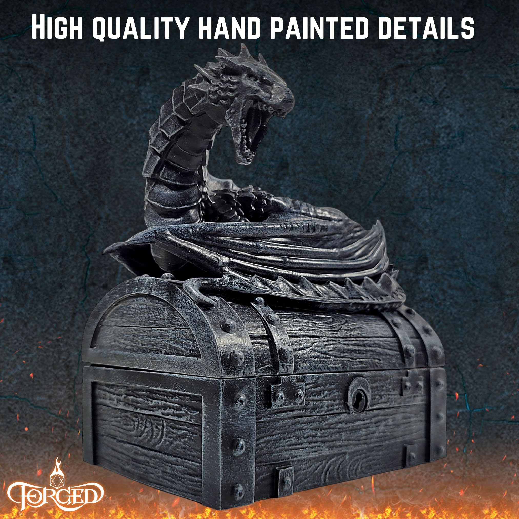 Forged Dice Co. Wyvern Dice Chest also stores D&D miniatures securely when traveling.
