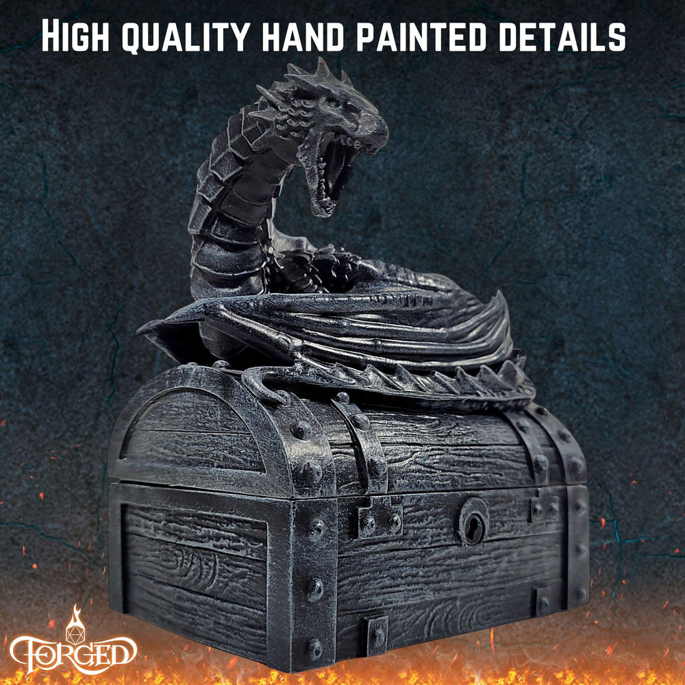 Forged Dice Co. Wyvern Dice Chest also stores D&D miniatures securely when traveling.