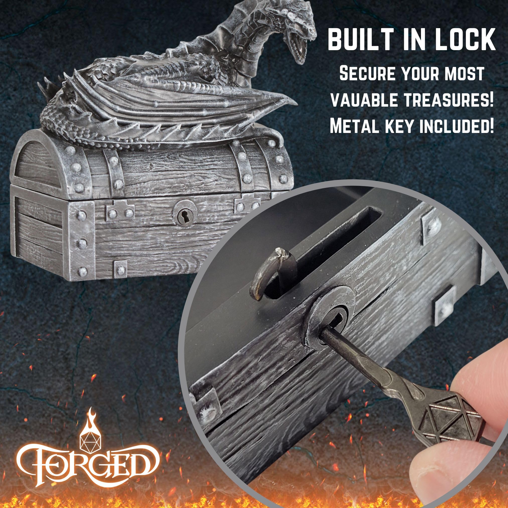 Forged Dice Co. Wyvern Dice Chest hand-painted resin finish adds character to your table.