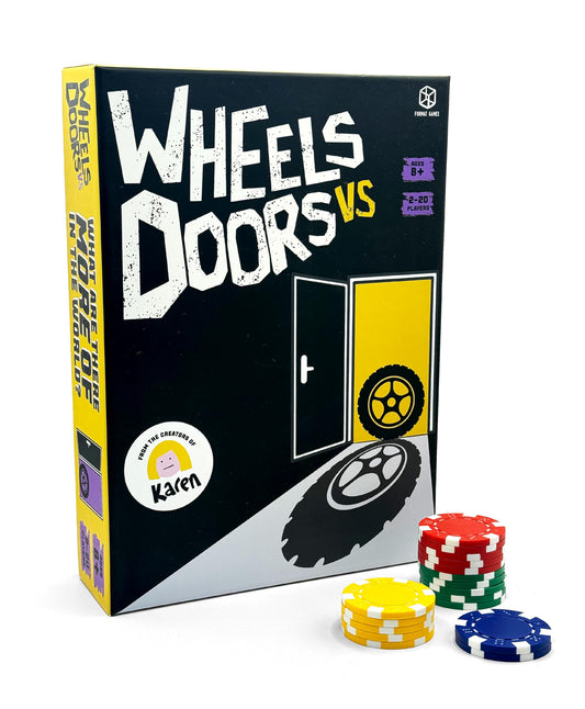 Format Games Wheels vs Doors game front cover for quick party-night setup