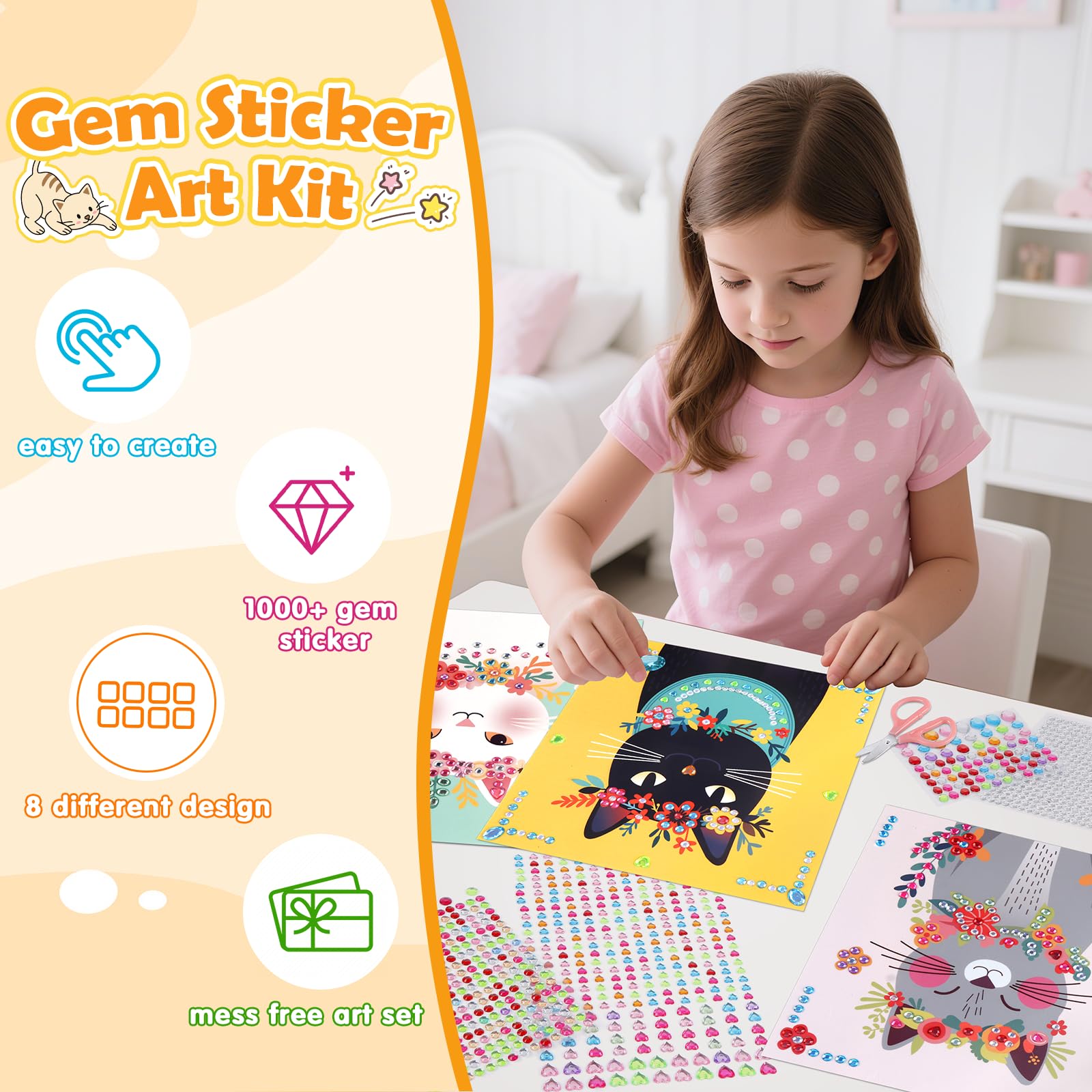 Fortand Gem Art Sticker Kit unicorn princess scenarios for imaginative projects
