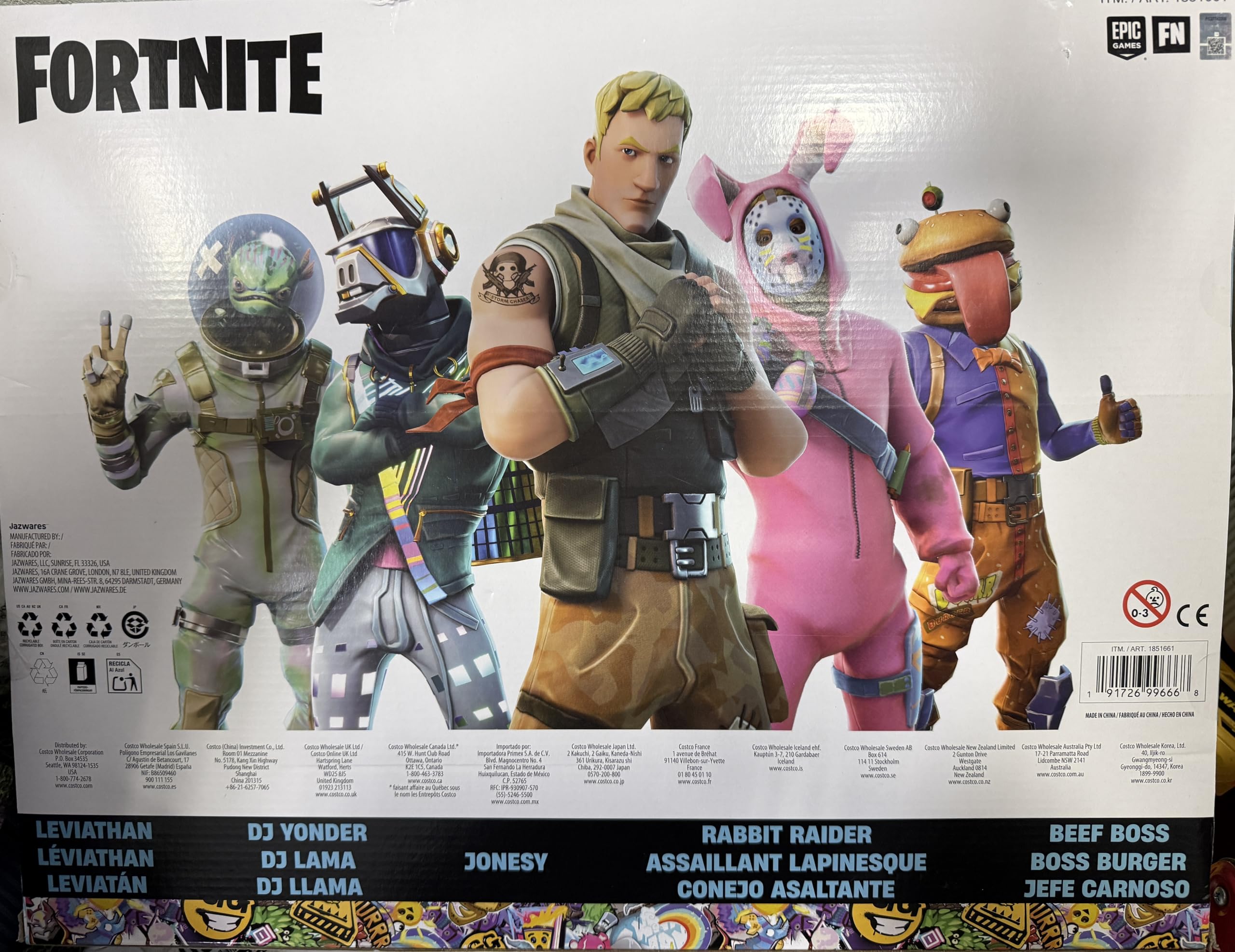 Fortnite 5-pack front view showing five collectible figures in packaging.
