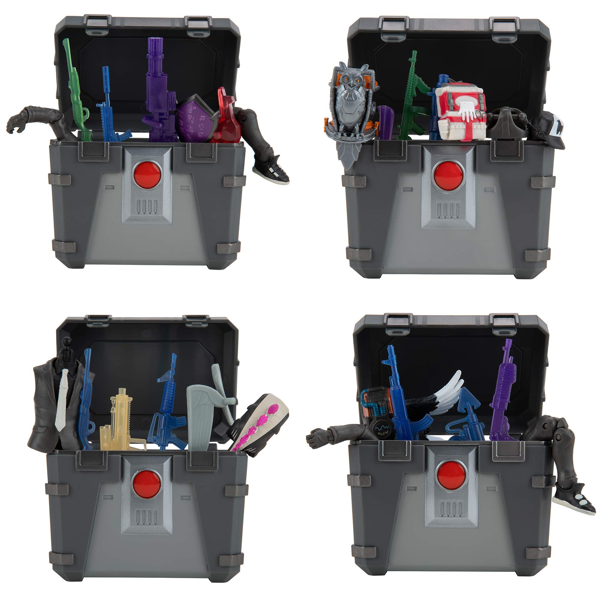 Fortnite Henchman Chest pack with 8 back bling and 12 weapons for 4-inch figures.
