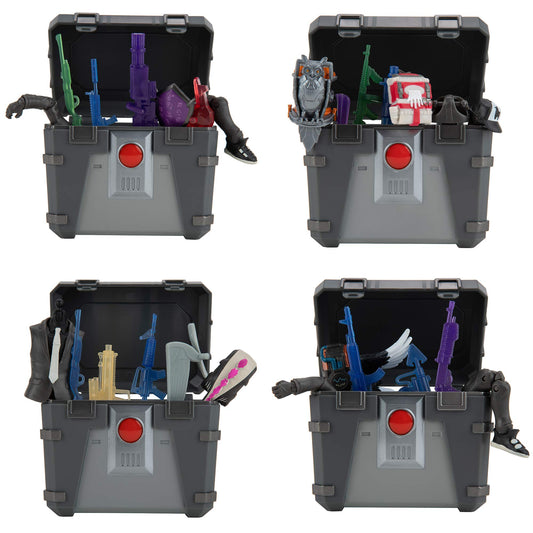 Fortnite Henchman Chest pack with 8 back bling and 12 weapons for 4-inch figures.
