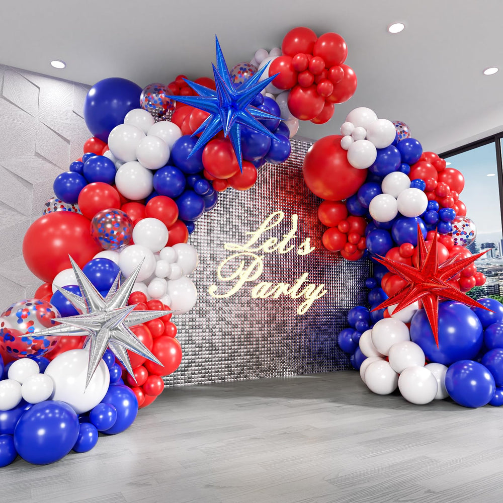 FOTIOMRG red white blue balloon arch kit overview for wall display and party decor