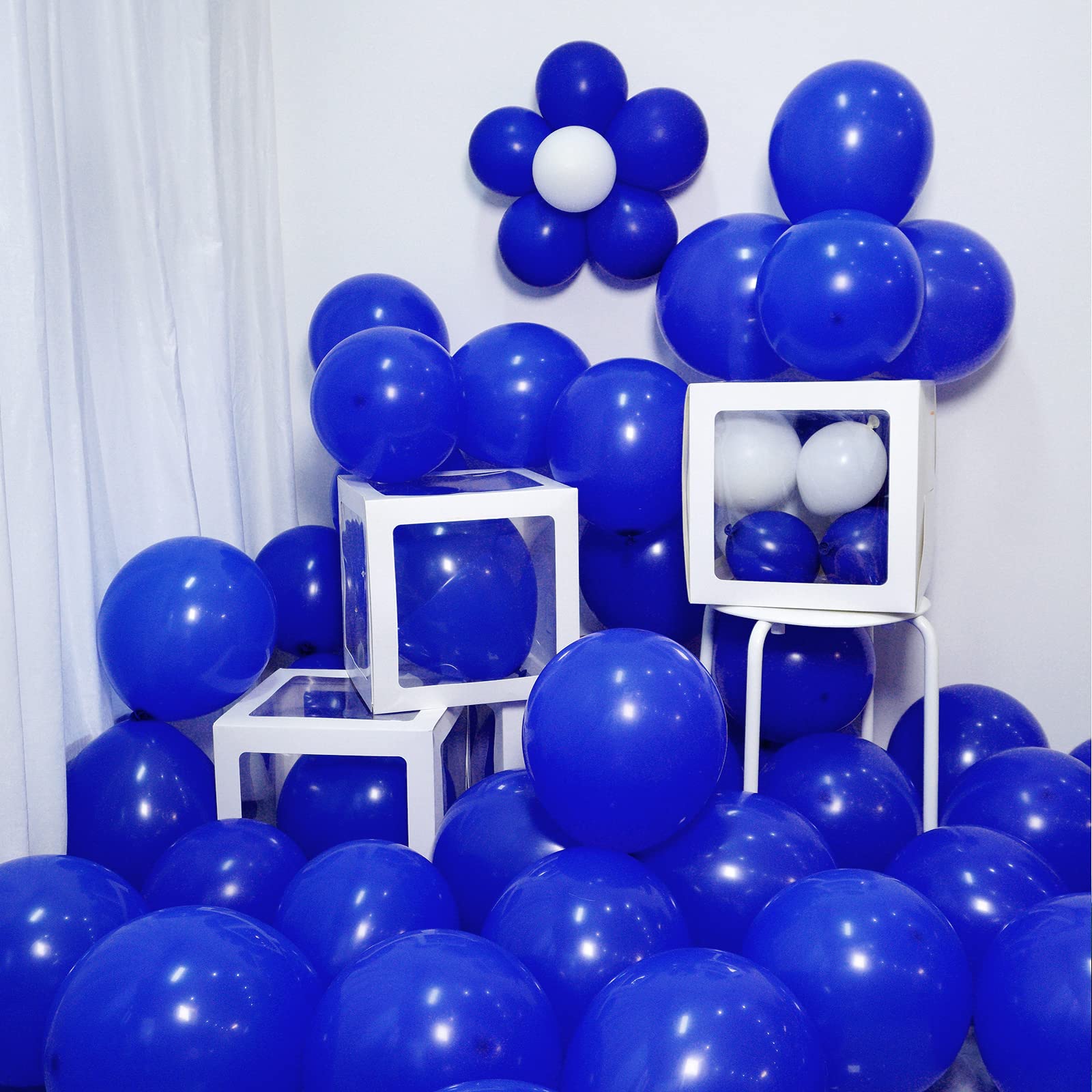 FOTIOMRG royal blue balloons close-up latex texture for premium event decor.