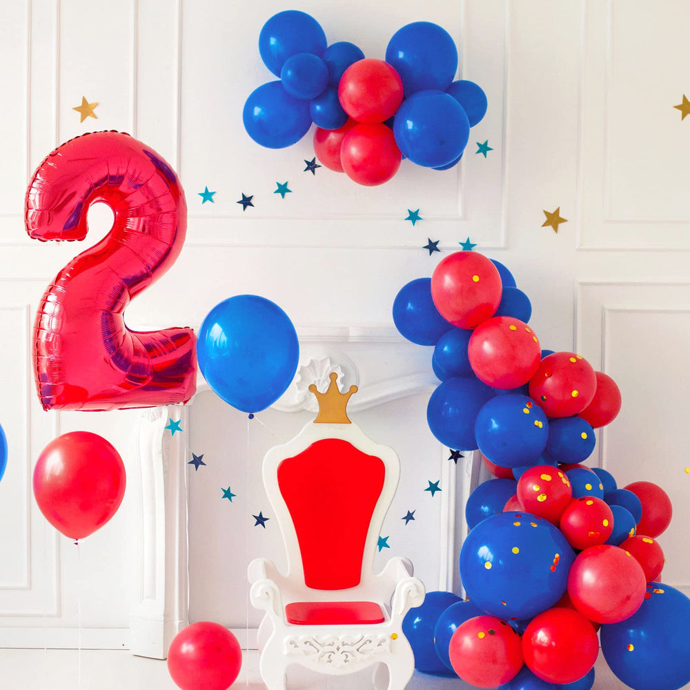 FOTIOMRG royal blue balloons arranged as garland or arch for themed celebrations.