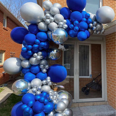 FOTIOMRG royal blue balloons with ribbon roll ideal for tying and garland accents.