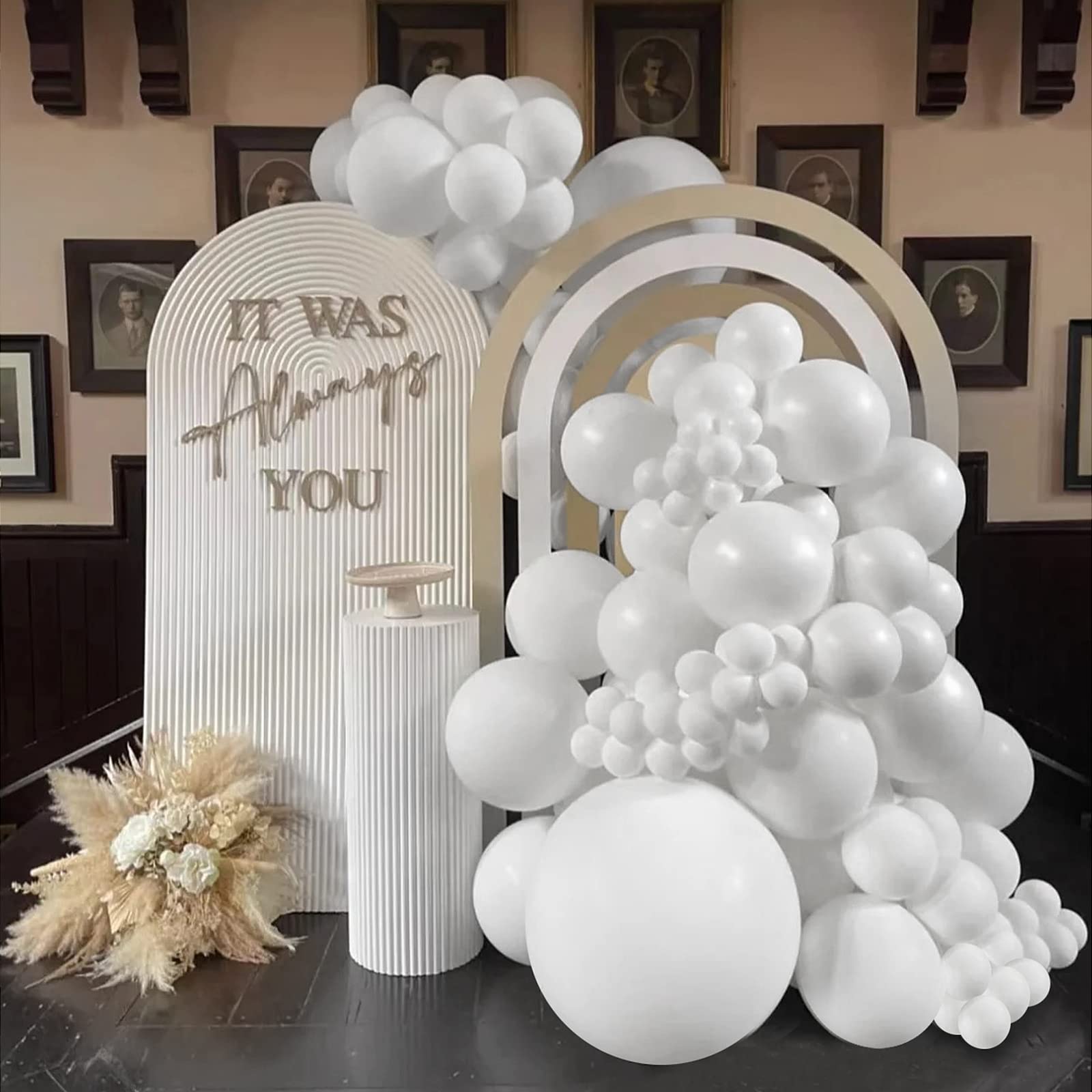 FOTIOMRG wedding and bridal shower decor with white balloons
