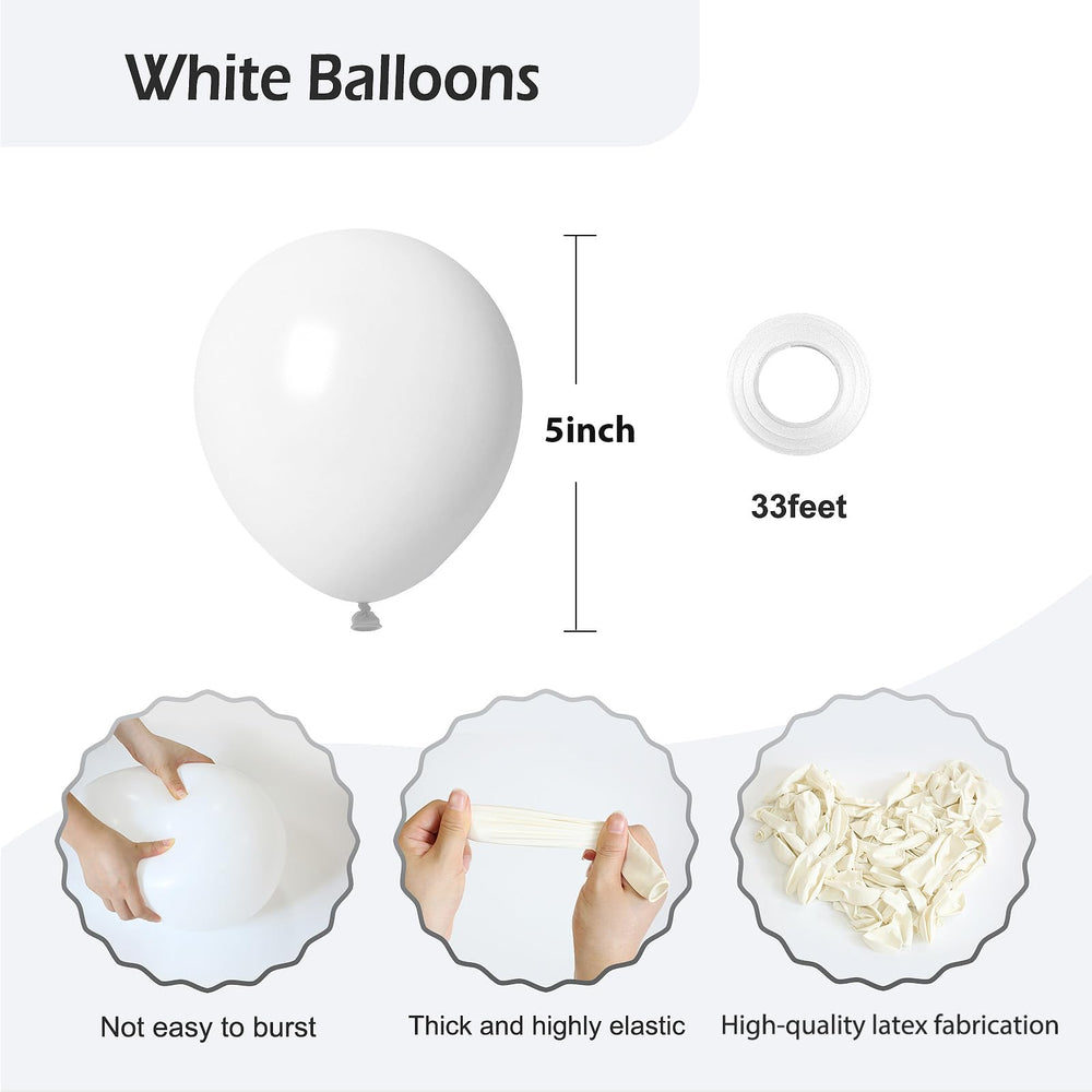 FOTIOMRG white latex balloons close-up showing durable material