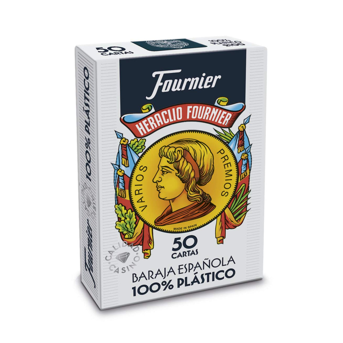 Fournier No. 2100 Spanish-style plastic cards offer durable play for frequent rounds.