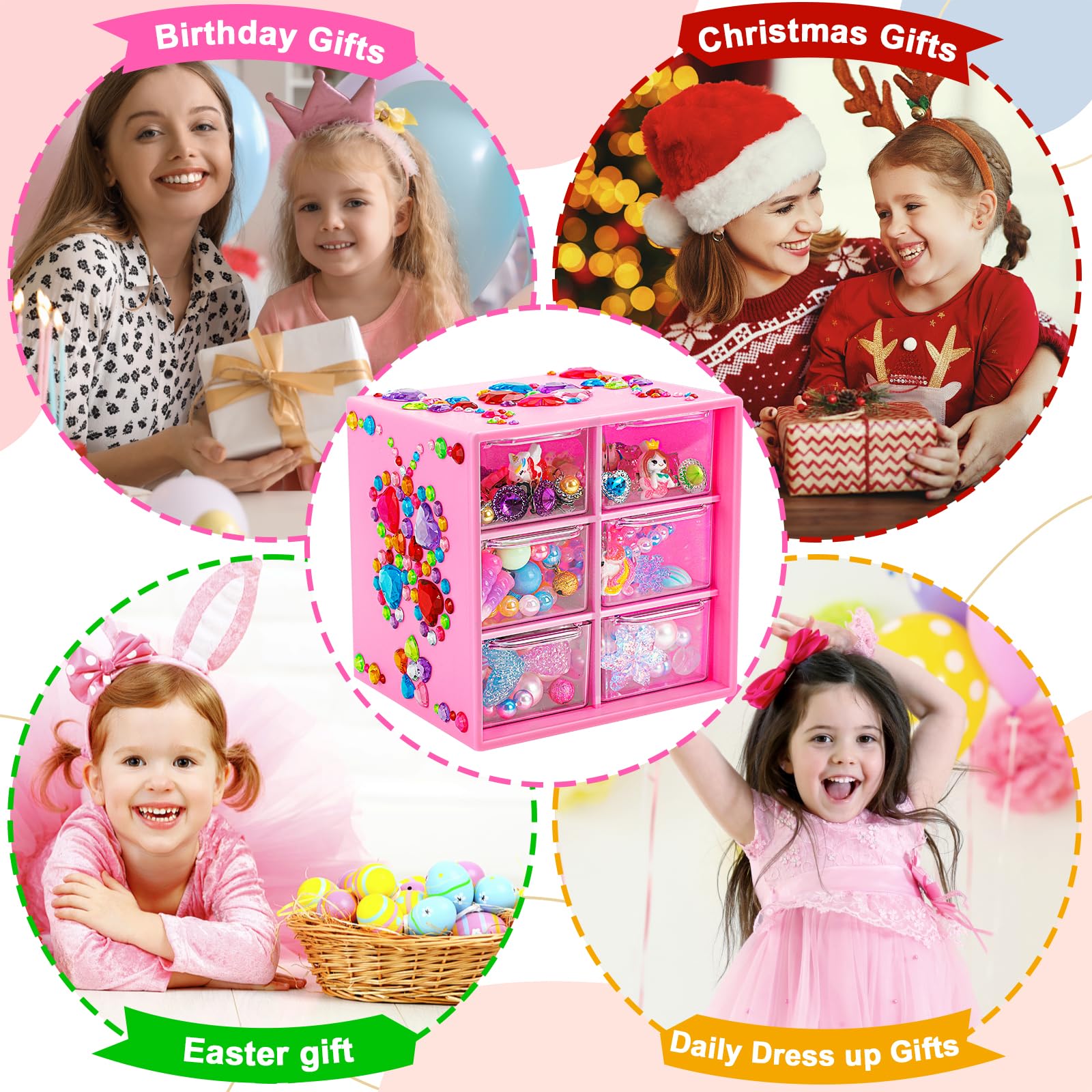 FOVRPUIB jewelry box with six clear drawers for storage