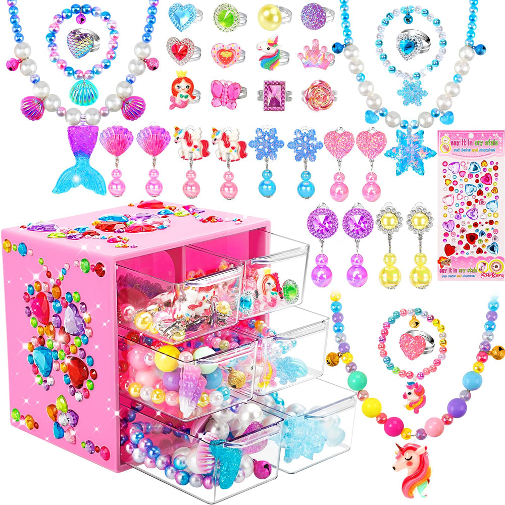 FOVRPUIB unicorn mermaid frozen theme jewelry set for girls, ideal for dress-up play