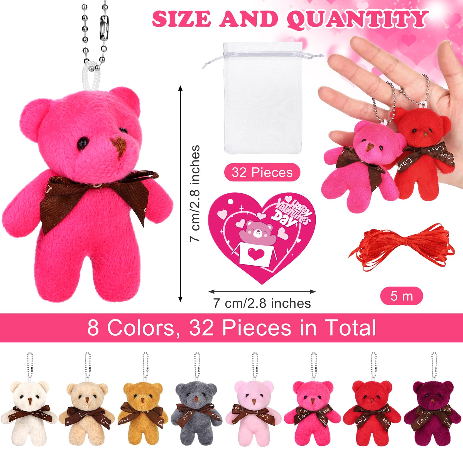 Fovths heart cards 32pcs with reversible messages to pair with bears