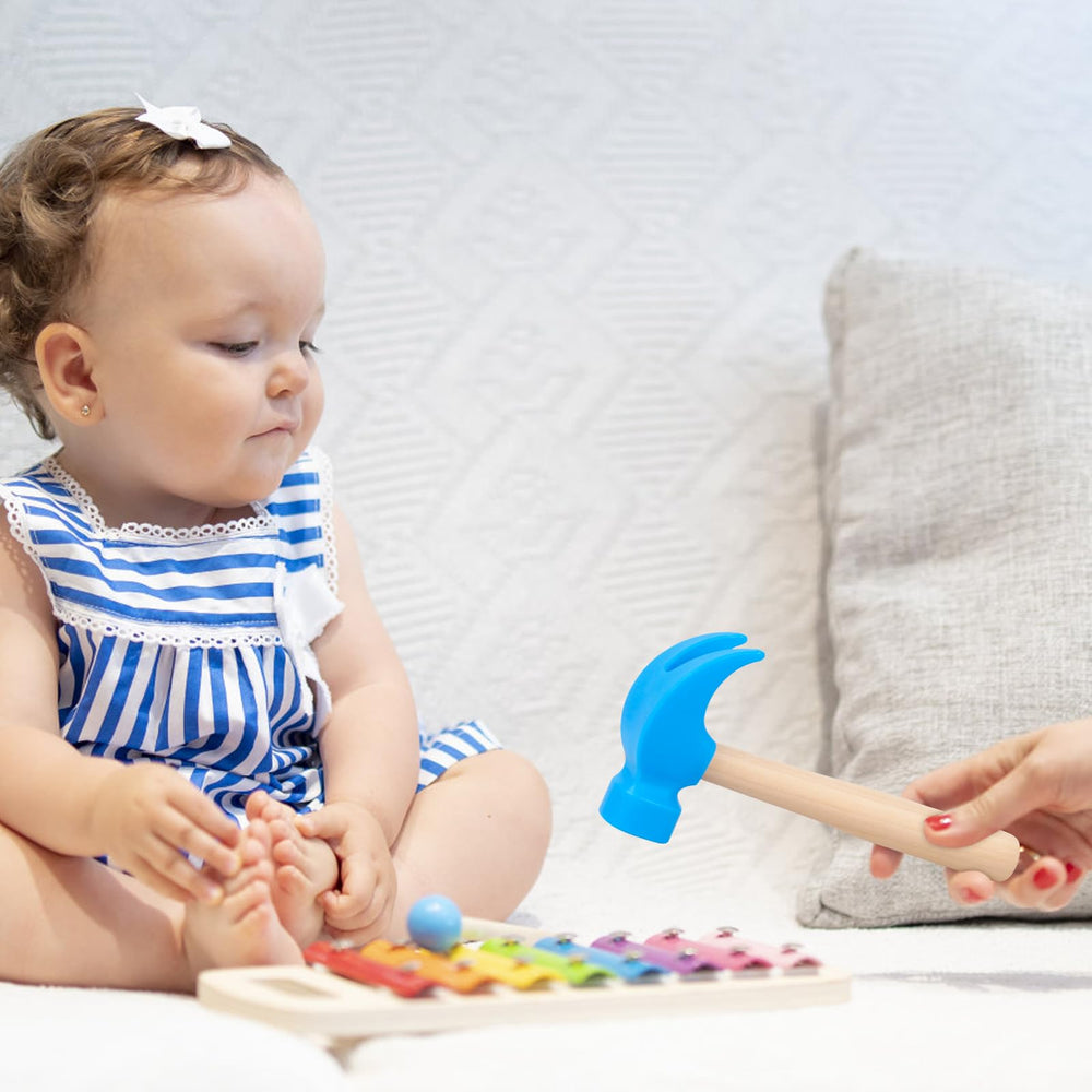 Fowecelt wooden hammer blue dexterity focus highlights fine motor practice.