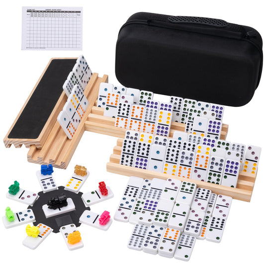 Fowreny Mexican Train Dominoes tiles with bright dots for easy reading during play