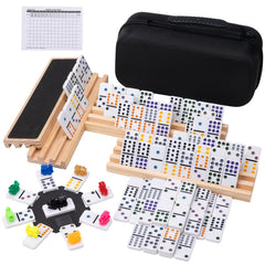 Fowreny Mexican Train Dominoes tiles with bright dots for easy reading during play