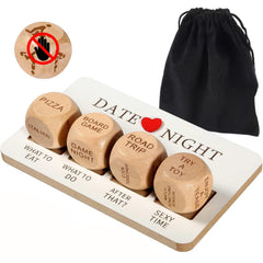 FOWSEEK Date Night Dice wooden set on table, inspiring playful date ideas together.