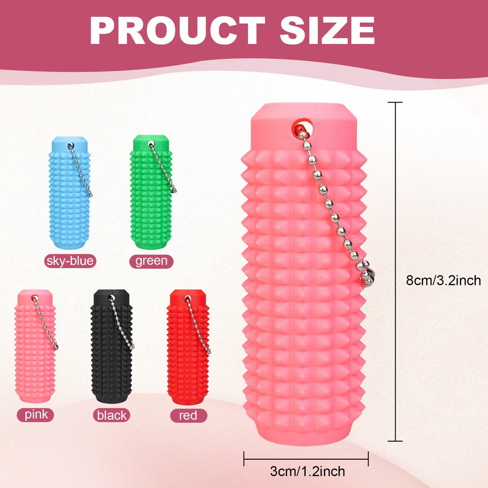 FOWSRHRG Little Ouchies Spiky pink carabiner view for silent, pocket-sized anxiety aid.