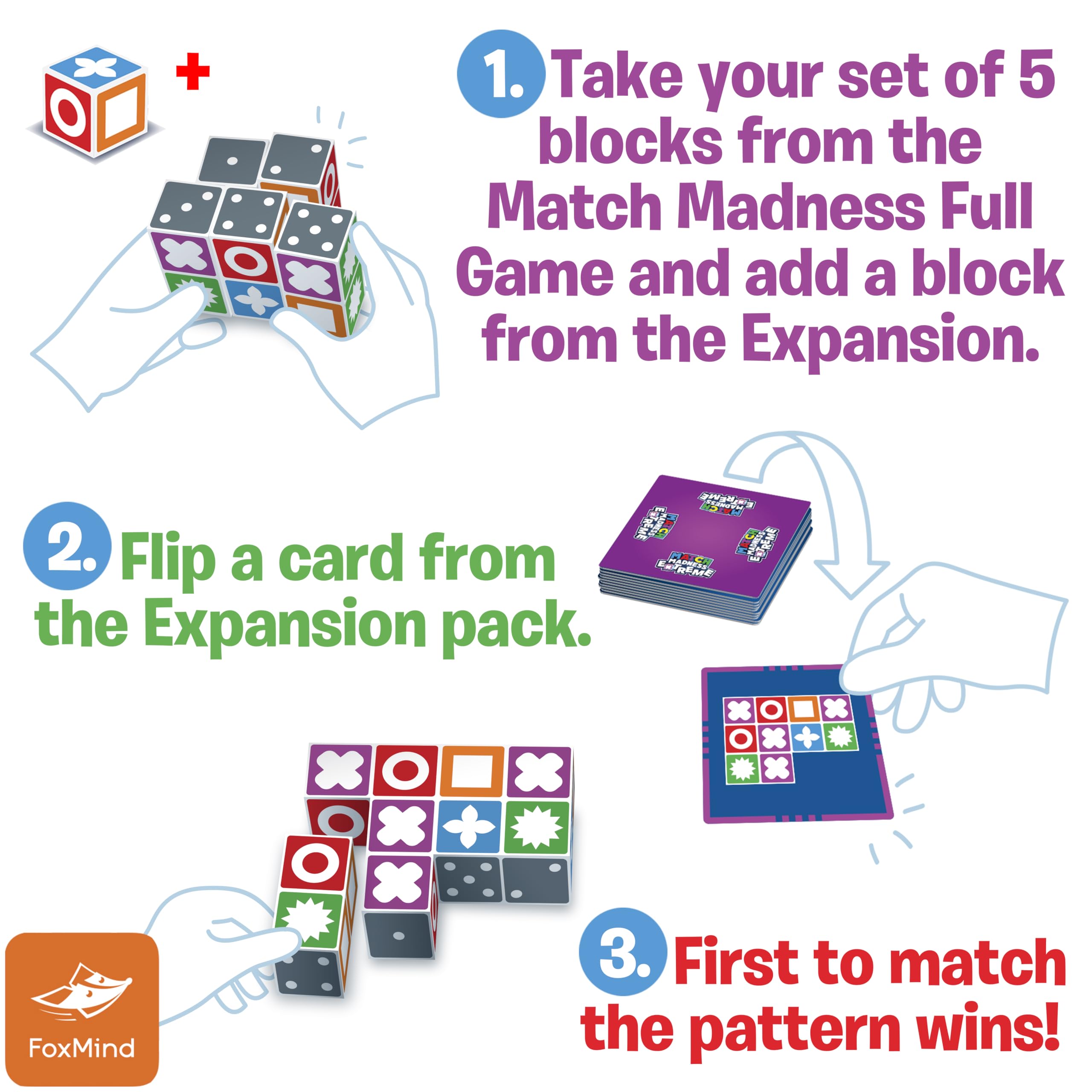 FoxMind Match Madness Extreme game pieces showcase vivid colors for engaging pattern matching