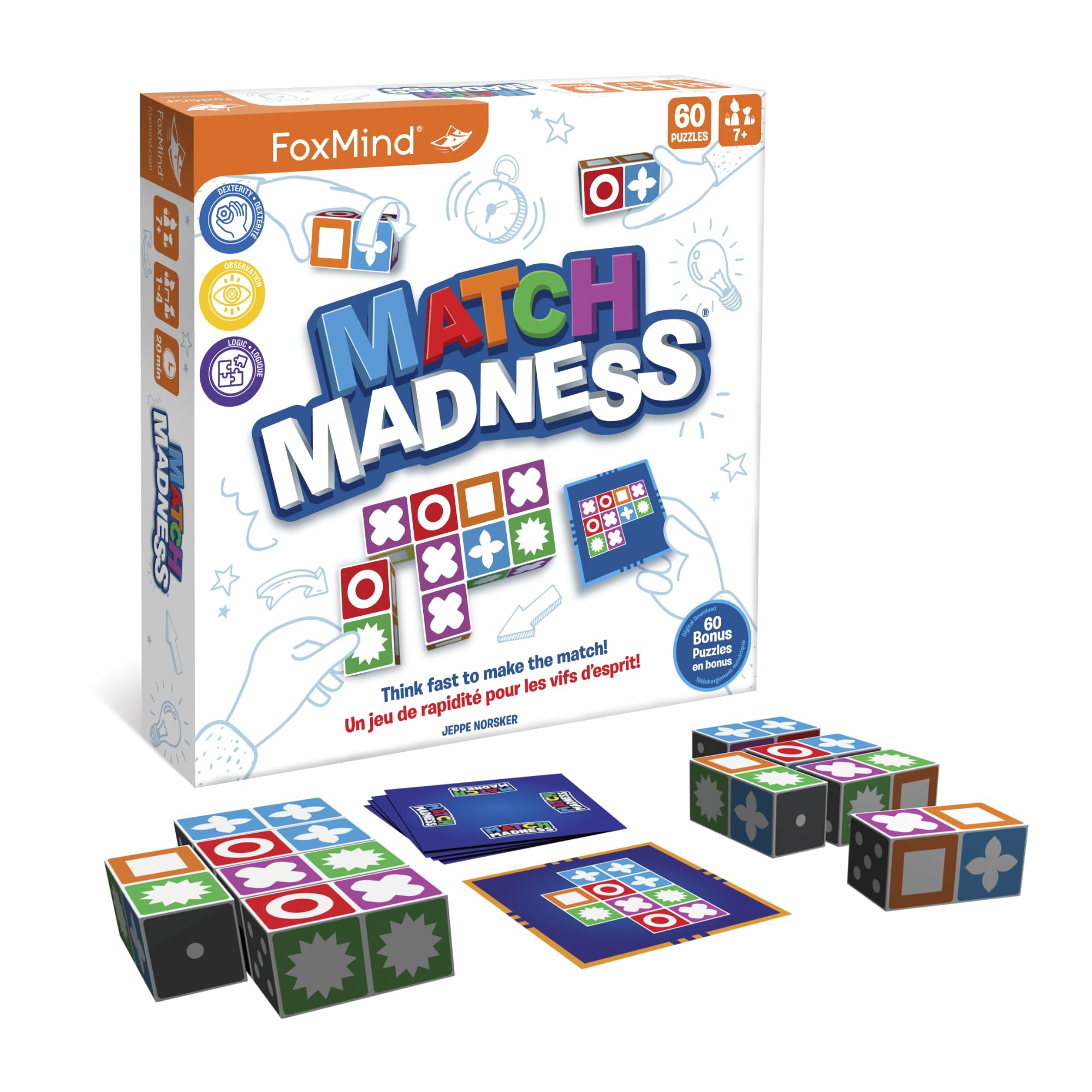 FoxMind Match Madness visual recognition: cubes aligned for pattern matching practice.