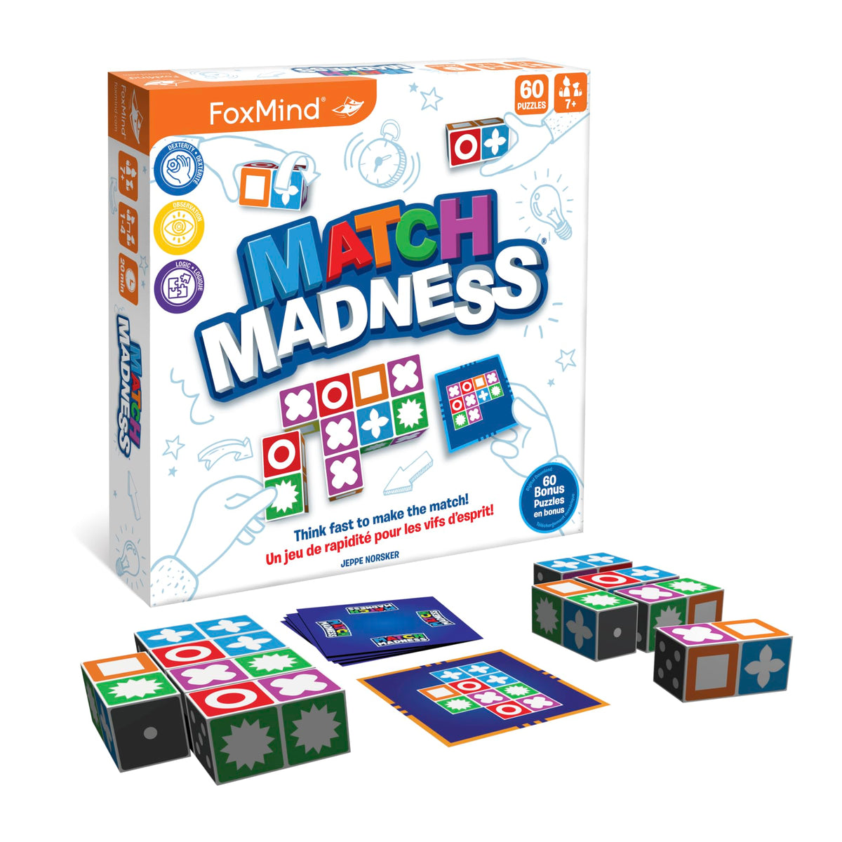 FoxMind Match Madness visual recognition: cubes aligned for pattern matching practice.