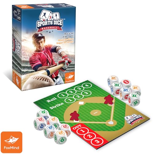 FoxMind Baseball Dice game shows a dramatic dice duel between two teams