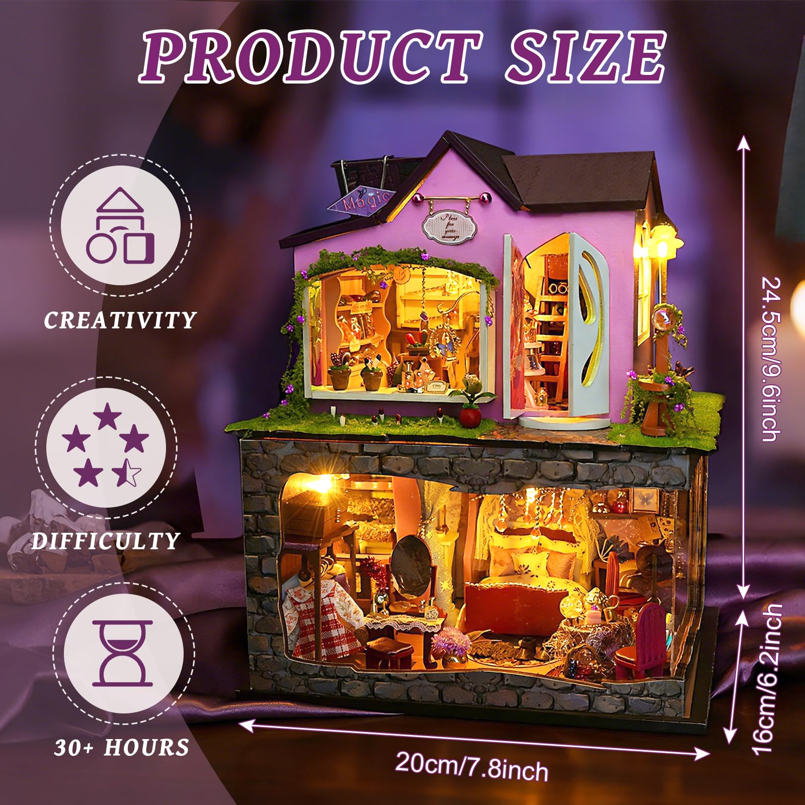 Foyucool miniature bedroom level with detailed interiors for home display.