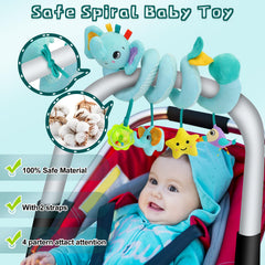 FPVERA spiral arch with soft toys provides safe, portable playtime.