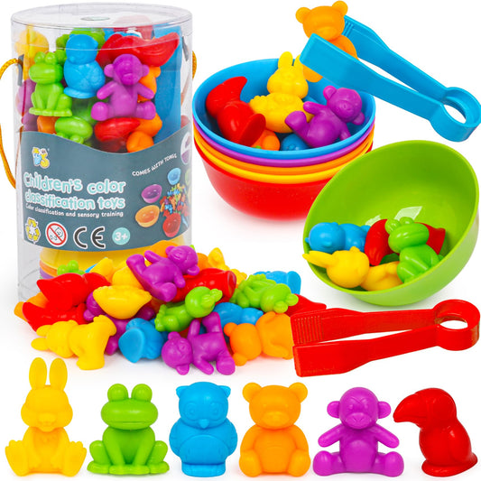 FQKIOMY color sorting toys for toddlers support early counting with vibrant animal pieces