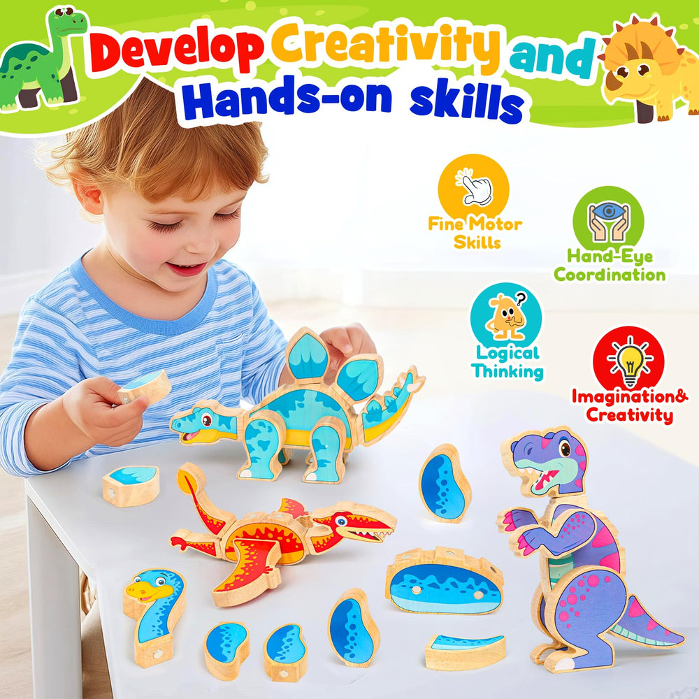 FQKIOMY colorful dino pieces assembly encourages creativity and problem-solving.