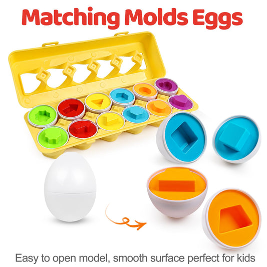 FQKIOMY Montessori eggs toy supports hand-eye coordination through shape matching