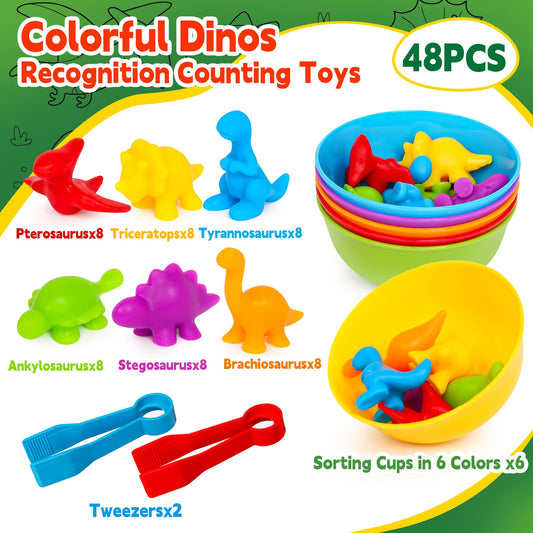 FQKIOMY counting dinosaurs promoting early math practice during sorting activities.