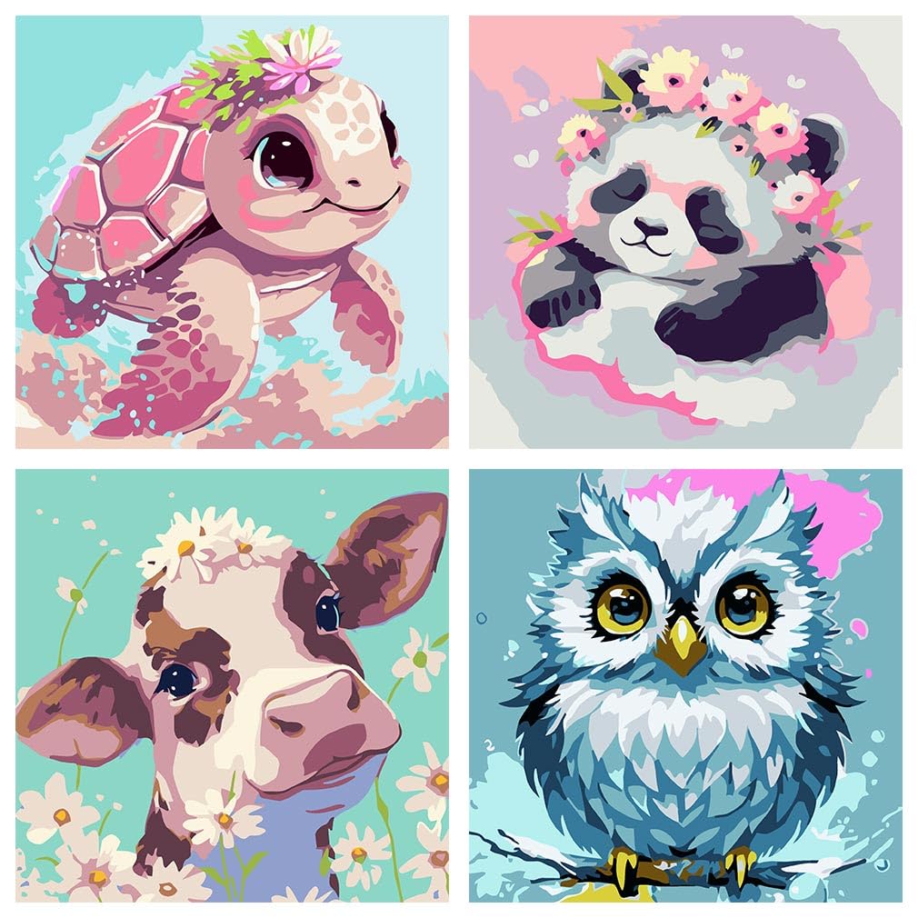 FQOVKYN cute animals 8x8 canvas design for beginners to create wall art.
