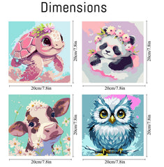 FQOVKYN 8x8 animal canvas kit, easy color-by-number for kids.