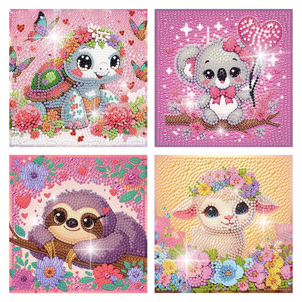 FQOVKYN diamond art kit with cute animals design enhances focus for kids.
