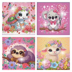 FQOVKYN diamond art kit with cute animals design enhances focus for kids.