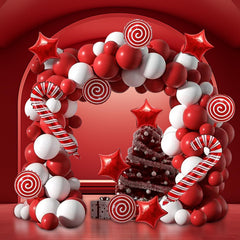 FQZYLCH birthday party decor ideas with red and white balloons