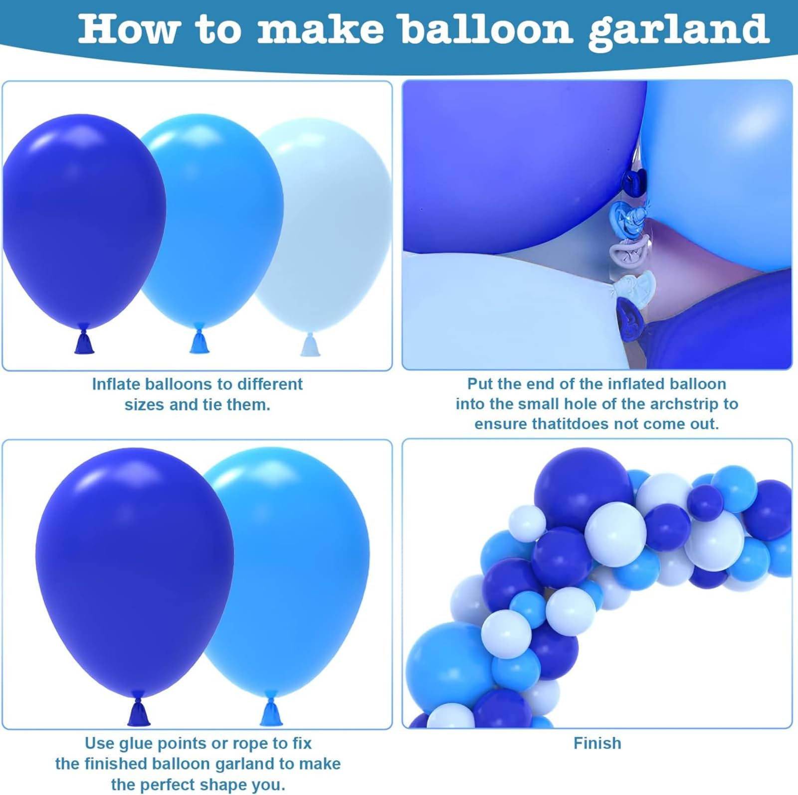 FQZYLCH blue-balloon-arch-glue-ribbon-included supports quick setup.