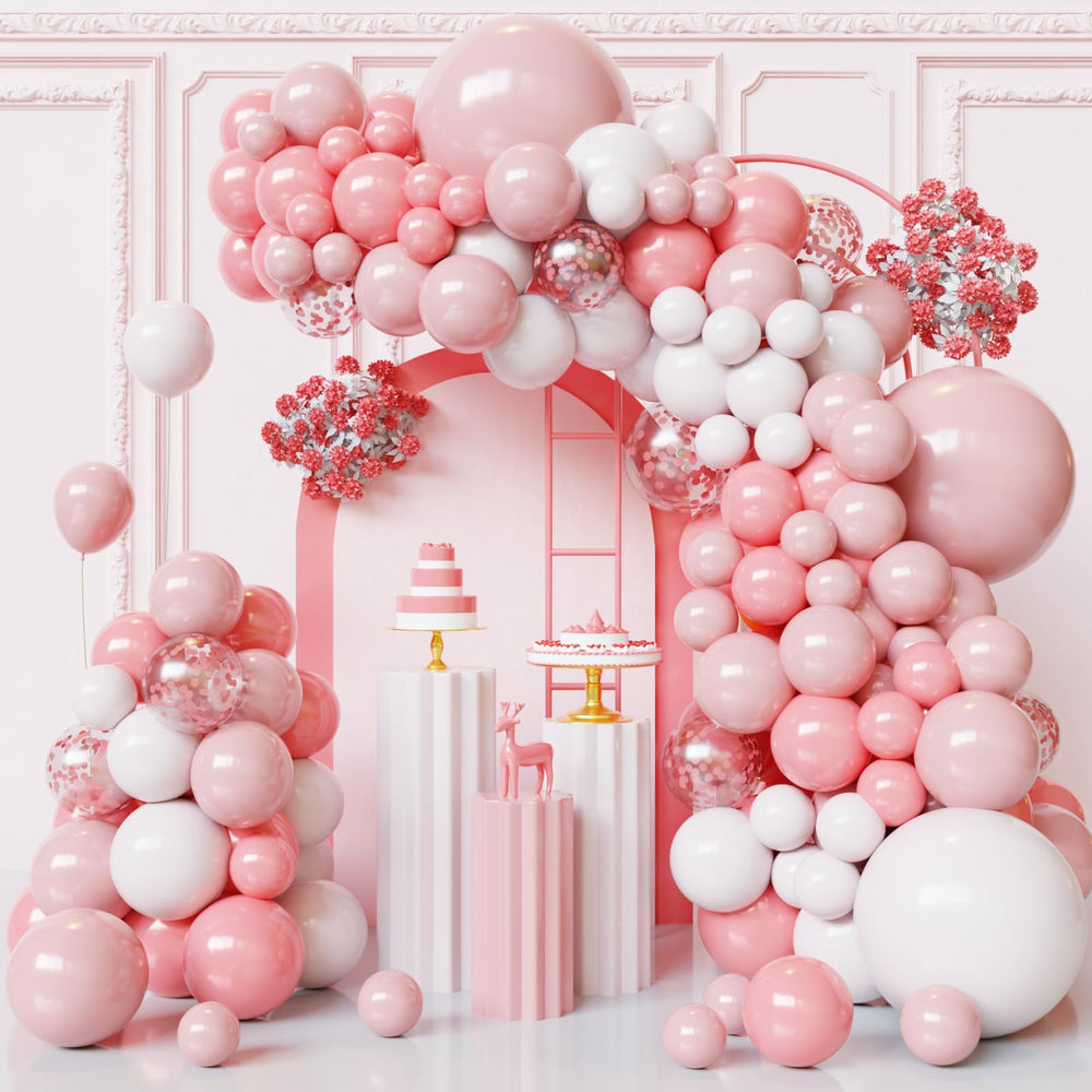 FQZYLCH light pink and white balloon arch kit for elegant weddings