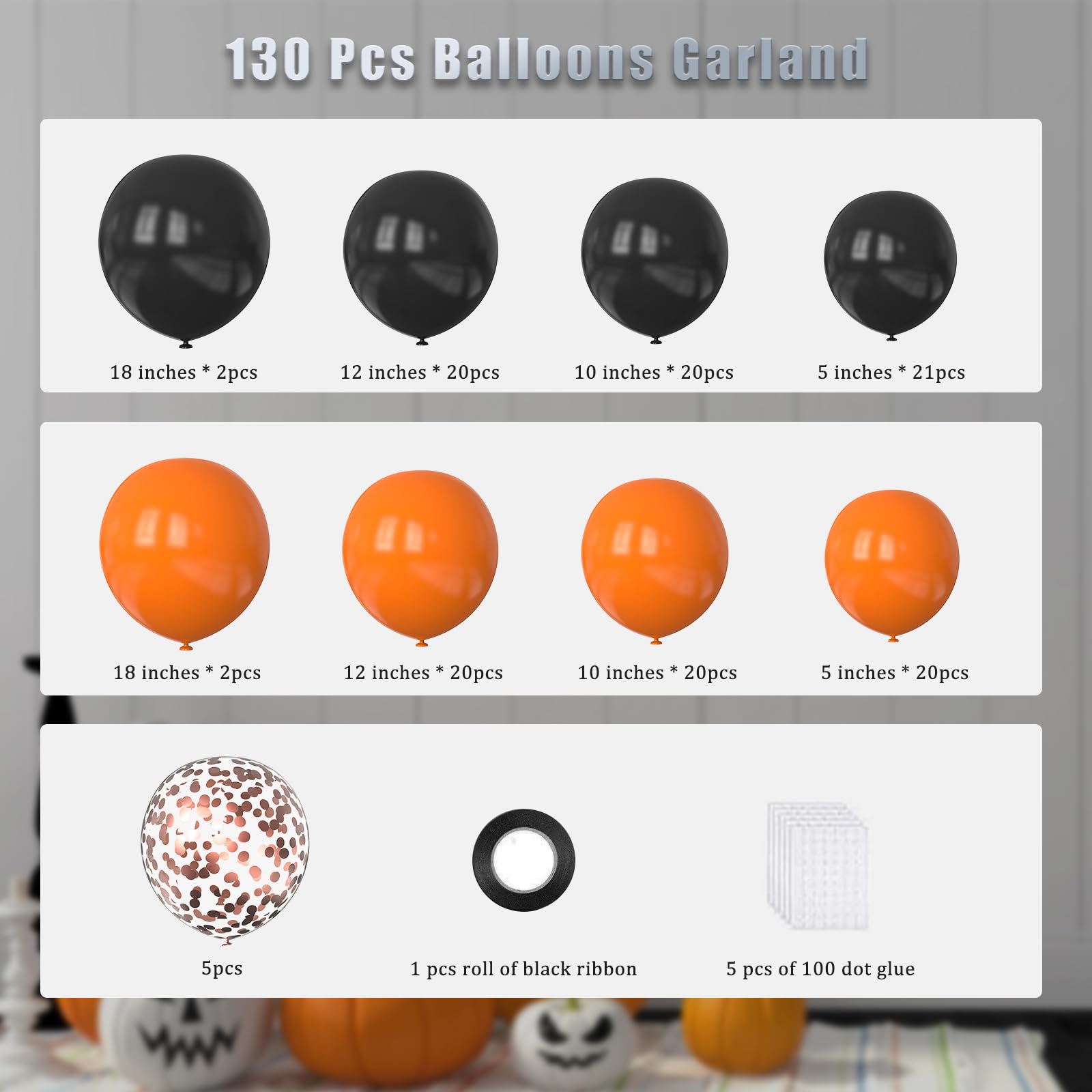 FQZYLCH orange and black balloons decorate festive gatherings.